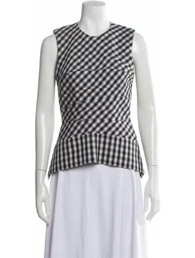 Pre-owned Narciso Rodriguez Virgin Wool Plaid Print Top In Black
