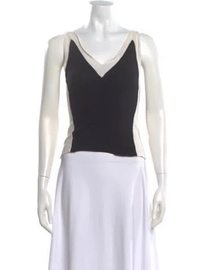 Pre-owned Narciso Rodriguez Virgin Wool V-neck Top In Black