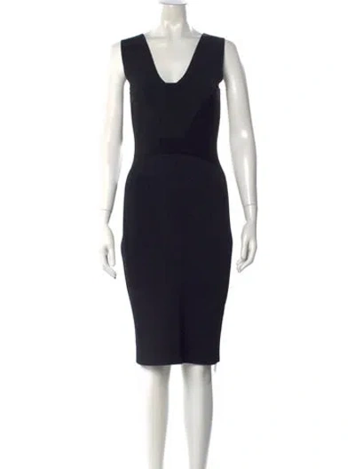 Pre-owned Narciso Rodriguez V-neck Knee-length Dress In Black