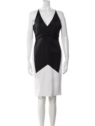 Pre-owned Narciso Rodriguez V-neck Knee-length Dress In Black