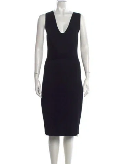 Pre-owned Narciso Rodriguez V-neck Knee-length Dress In Black
