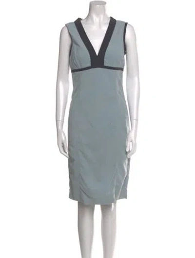 Pre-owned Narciso Rodriguez V-neck Knee-length Dress In Blue