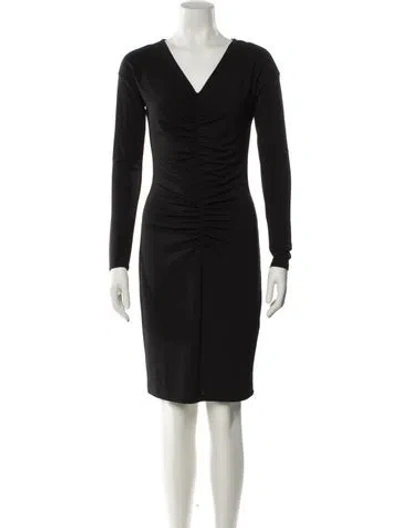 Pre-owned Narciso Rodriguez V-neck Knee-length Dress In Blue