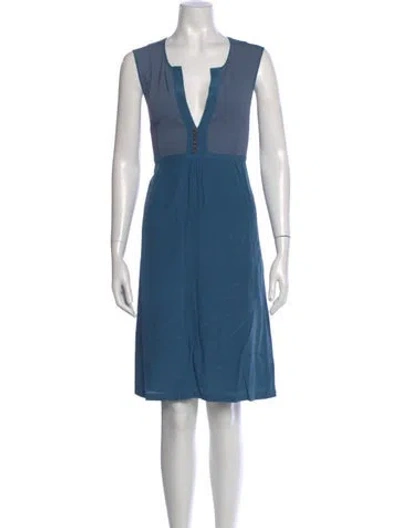 Pre-owned Narciso Rodriguez V-neck Knee-length Dress In Blue