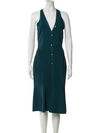 Pre-owned Narciso Rodriguez V-neck Knee-length Dress In Blue