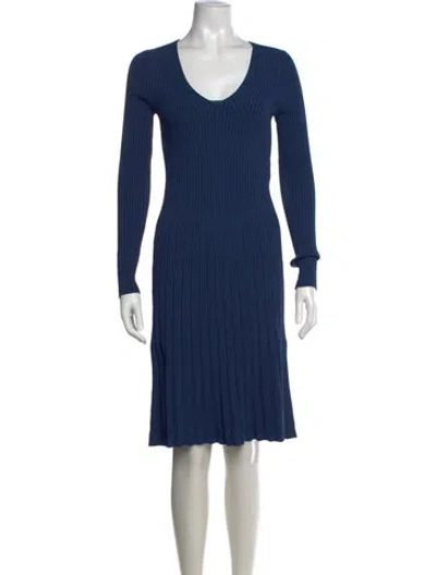 Pre-owned Narciso Rodriguez V-neck Knee-length Dress In Blue