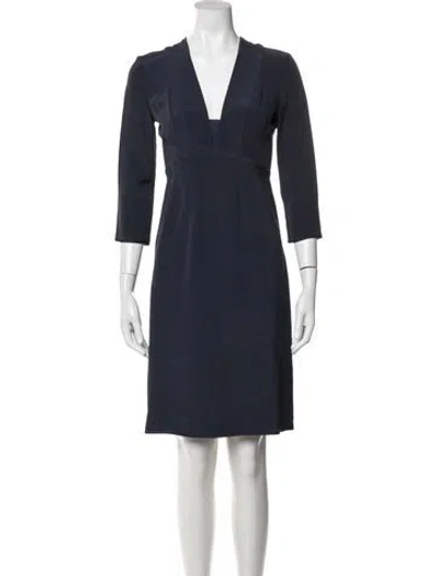 Pre-owned Narciso Rodriguez V-neck Knee-length Dress In Blue