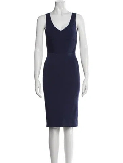 Pre-owned Narciso Rodriguez V-neck Knee-length Dress In Blue