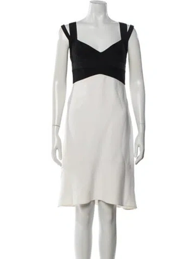 Pre-owned Narciso Rodriguez V-neck Knee-length Dress In Neutrals