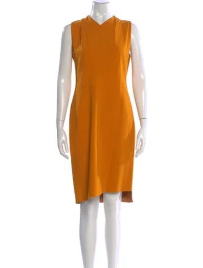 Pre-owned Narciso Rodriguez V-neck Knee-length Dress In Orange