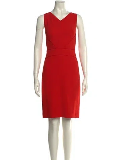 Pre-owned Narciso Rodriguez V-neck Knee-length Dress In Red