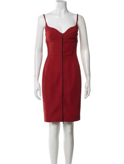 Pre-owned Narciso Rodriguez V-neck Knee-length Dress In Red