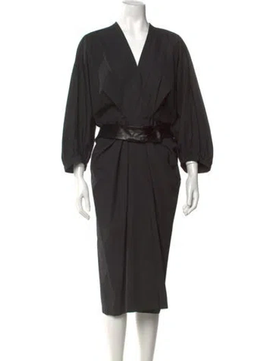Pre-owned Narciso Rodriguez V-neck Knee-length Dress W/ Tags In Black