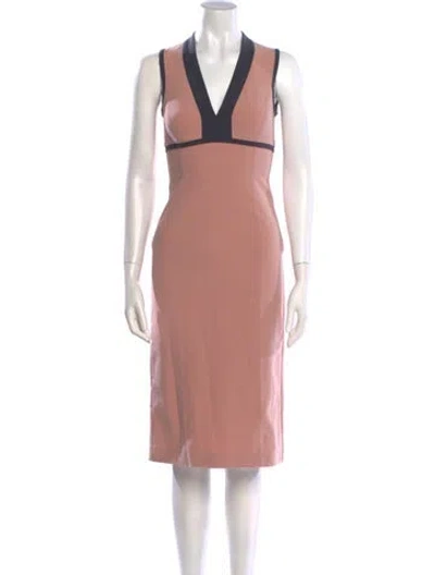 Pre-owned Narciso Rodriguez V-neck Knee-length Dress W/ Tags In Pink