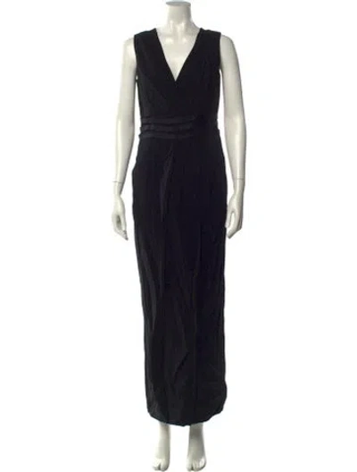 Pre-owned Narciso Rodriguez V-neck Long Dress In Black