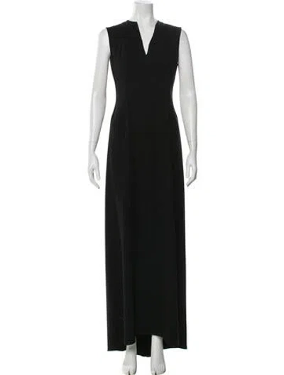 Pre-owned Narciso Rodriguez V-neck Long Dress In Black