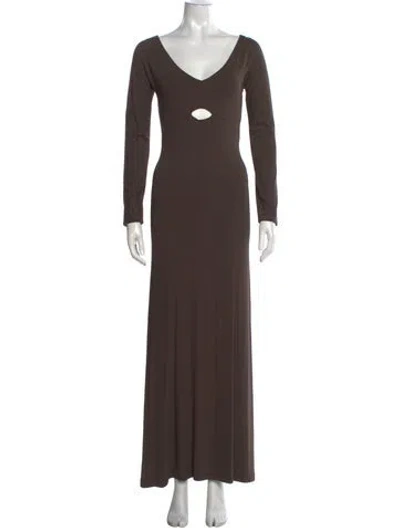 Pre-owned Narciso Rodriguez V-neck Long Dress W/ Tags In Brown