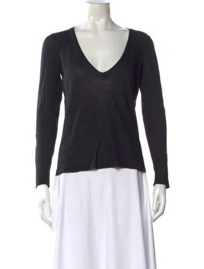 Pre-owned Narciso Rodriguez V-neck Long Sleeve Top In Black