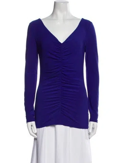 Pre-owned Narciso Rodriguez V-neck Long Sleeve Top In Blue