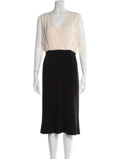 Pre-owned Narciso Rodriguez V-neck Midi Length Dress In Black
