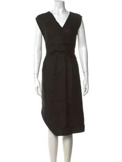 Pre-owned Narciso Rodriguez V-neck Midi Length Dress In Black