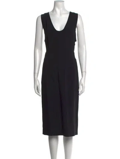 Pre-owned Narciso Rodriguez V-neck Midi Length Dress In Black