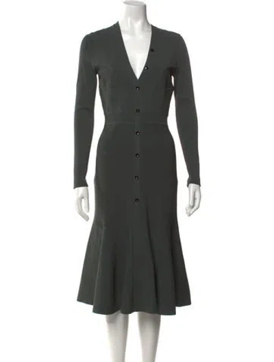 Pre-owned Narciso Rodriguez V-neck Midi Length Dress In Green