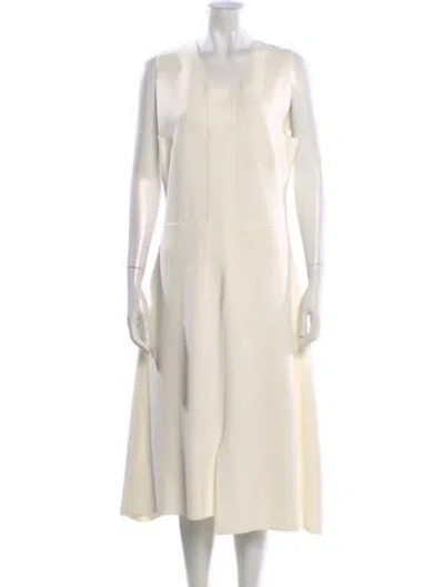 Pre-owned Narciso Rodriguez V-neck Midi Length Dress In Neutral