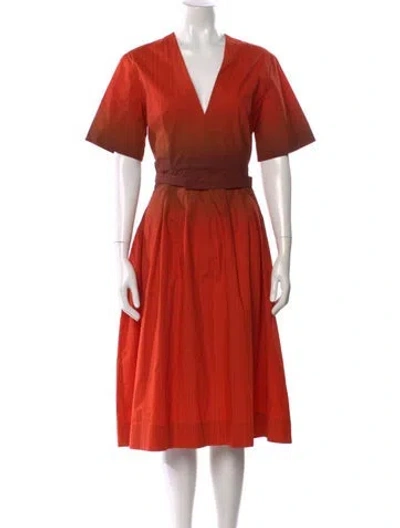 Pre-owned Narciso Rodriguez V-neck Midi Length Dress W/ Tags In Red