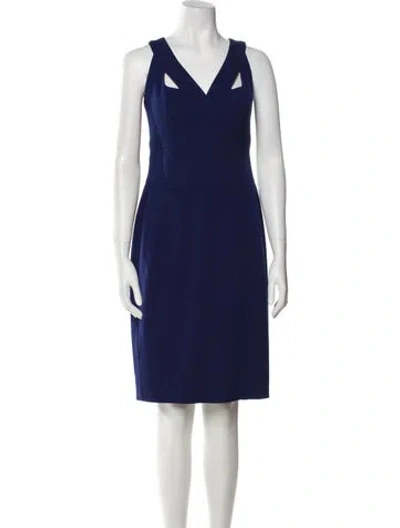Pre-owned Narciso Rodriguez V-neck Mini Dress In Blue