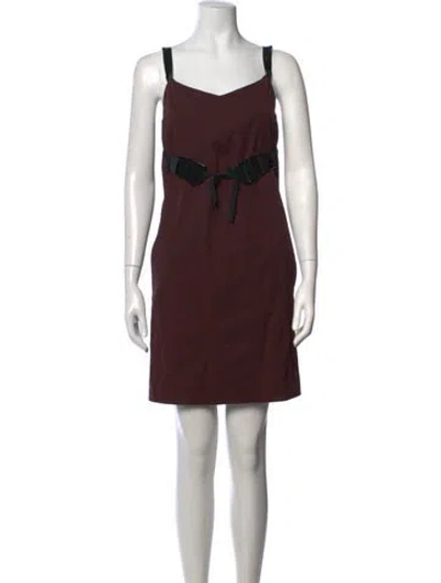 Pre-owned Narciso Rodriguez V-neck Mini Dress In Brown