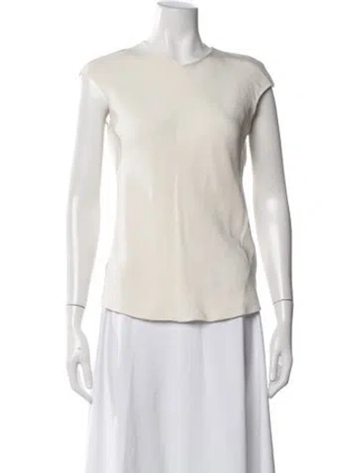 Pre-owned Narciso Rodriguez V-neck Short Sleeve Top In Neutral