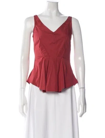 Pre-owned Narciso Rodriguez V-neck Sleeveless Top In Red