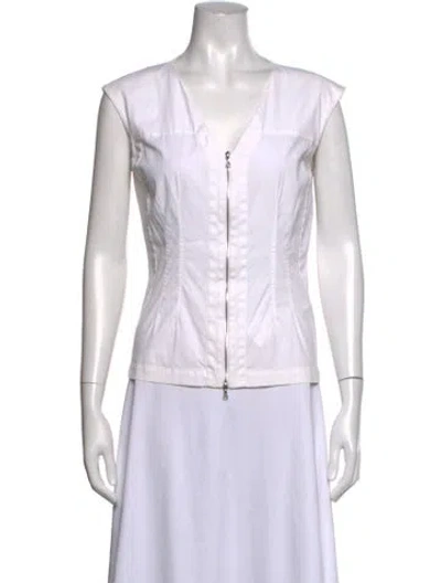 Pre-owned Narciso Rodriguez V-neck Sleeveless Top In White