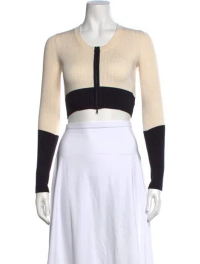 Pre-owned Narciso Rodriguez Wool Colorblock Pattern Crop Top