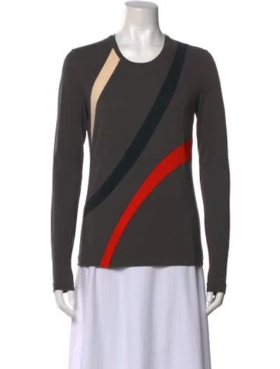 Pre-owned Narciso Rodriguez Wool Colorblock Pattern Top In Gray