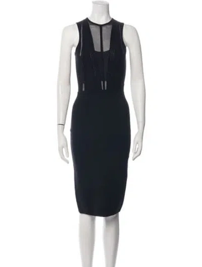 Pre-owned Narciso Rodriguez Wool Knee-length Dress In Blue