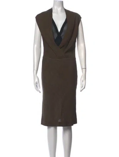 Pre-owned Narciso Rodriguez Wool Knee-length Dress In Brown