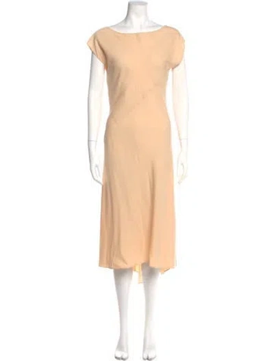 Pre-owned Narciso Rodriguez Wool Midi Length Dress In Neutrals