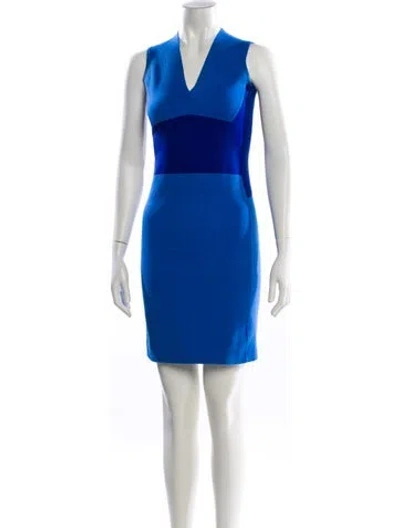 Pre-owned Narciso Rodriguez Wool Mini Dress In Blue