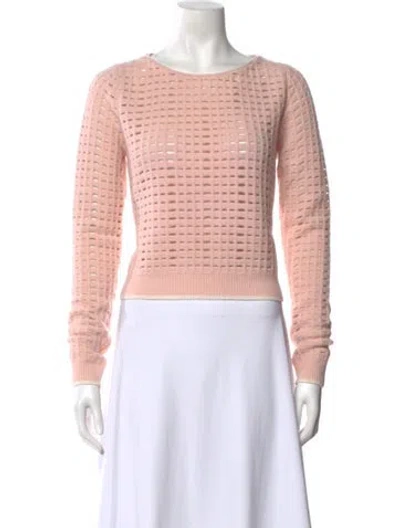 Pre-owned Narciso Rodriguez Wool Patterned Sweater In Pink/white