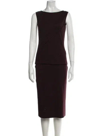 Pre-owned Narciso Rodriguez Wool Skirt Set In Burgundy