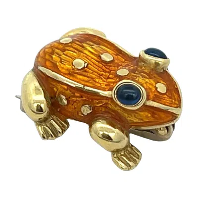 Pre-owned Nardi Enamel And Sapphire Frog Brooch In Blue