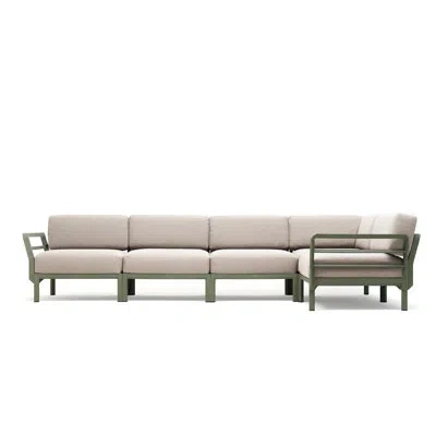Nardi Maximo 5 Outdoor Patio Modular Sectional In Cactus,perla Sunbrella