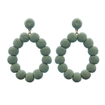 Narratives The Agency Sage Green Woven Ball Oval Earrings
