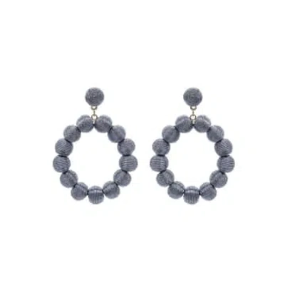 Narratives The Line Metallic Cotton Woven Ball Oval Earrings In Blue