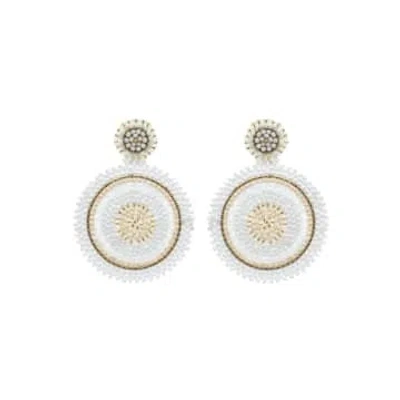 Narratives The Line White Mix Beaded Circle Drop Earrings