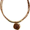 Nart Nature Making Art Women's Gold / Brown The Wooden Ball Banana Fiber Necklace
