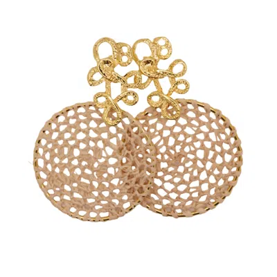 Nart Nature Making Art Women's Gold The Buriti Natural Fiber Lace Earrings