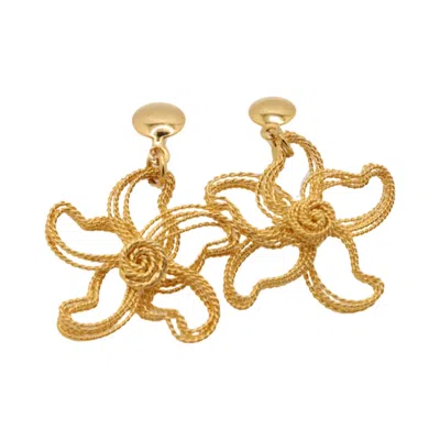 Nart Nature Making Art Women's Gold The Metal Starfish Hand Twisted Wire Earrings